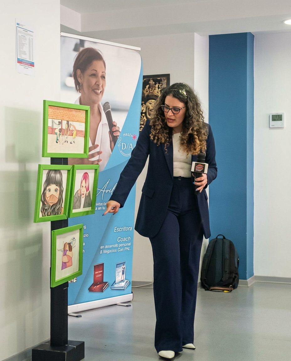 Yadi Villanueva impartiendo una charla sobre salud mental
