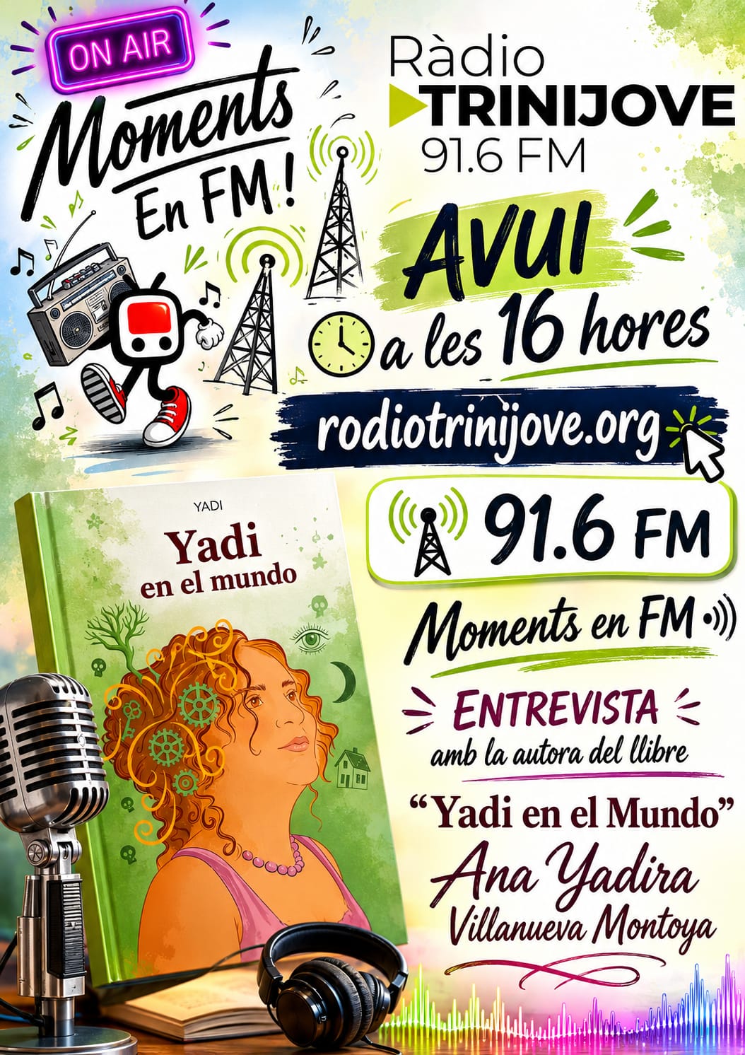 Flyer de la entrevista a Yadi Villanueva en Ràdio Trinijove 91.6 FM