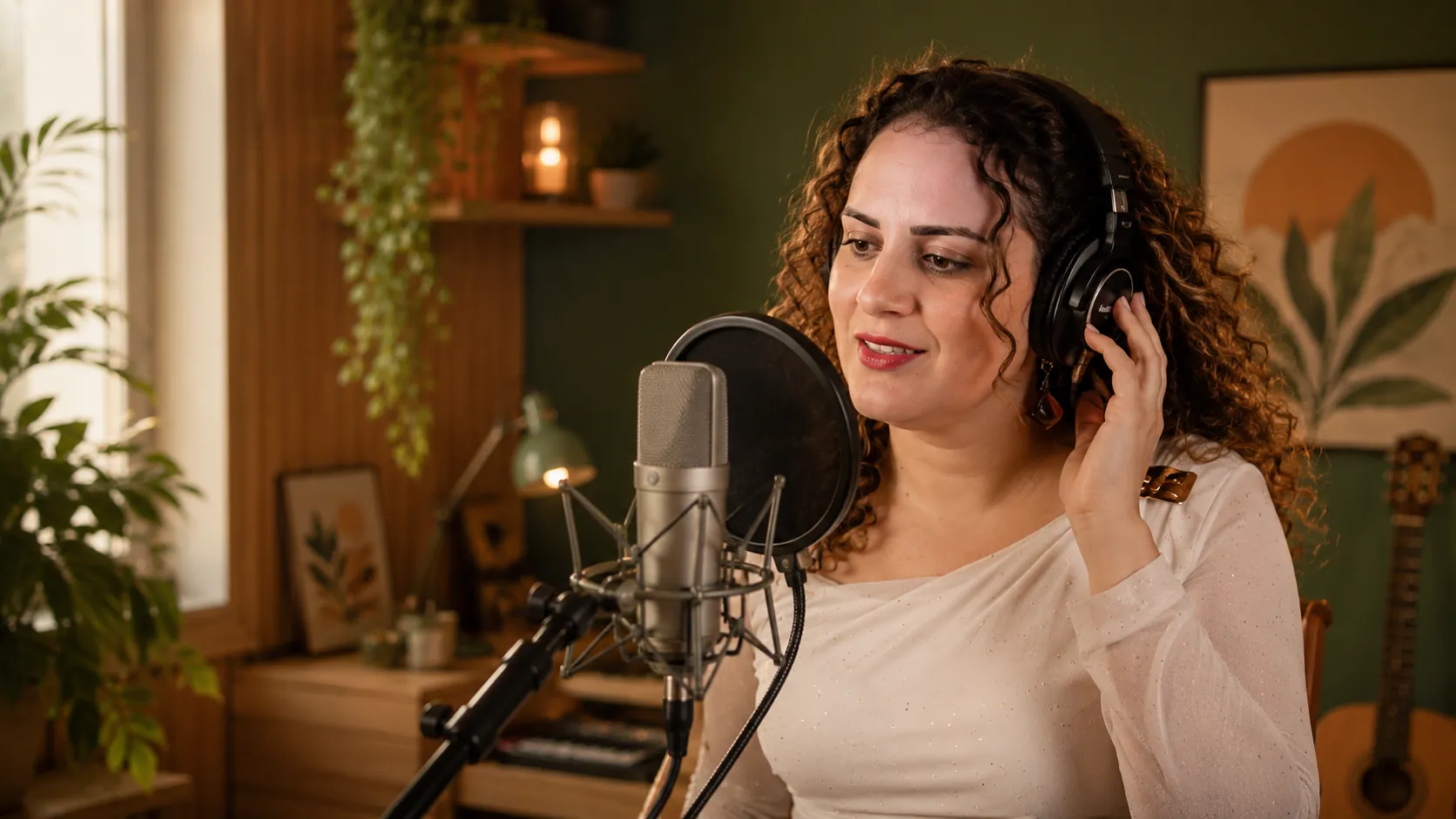 Yadi en el estudio de grabación