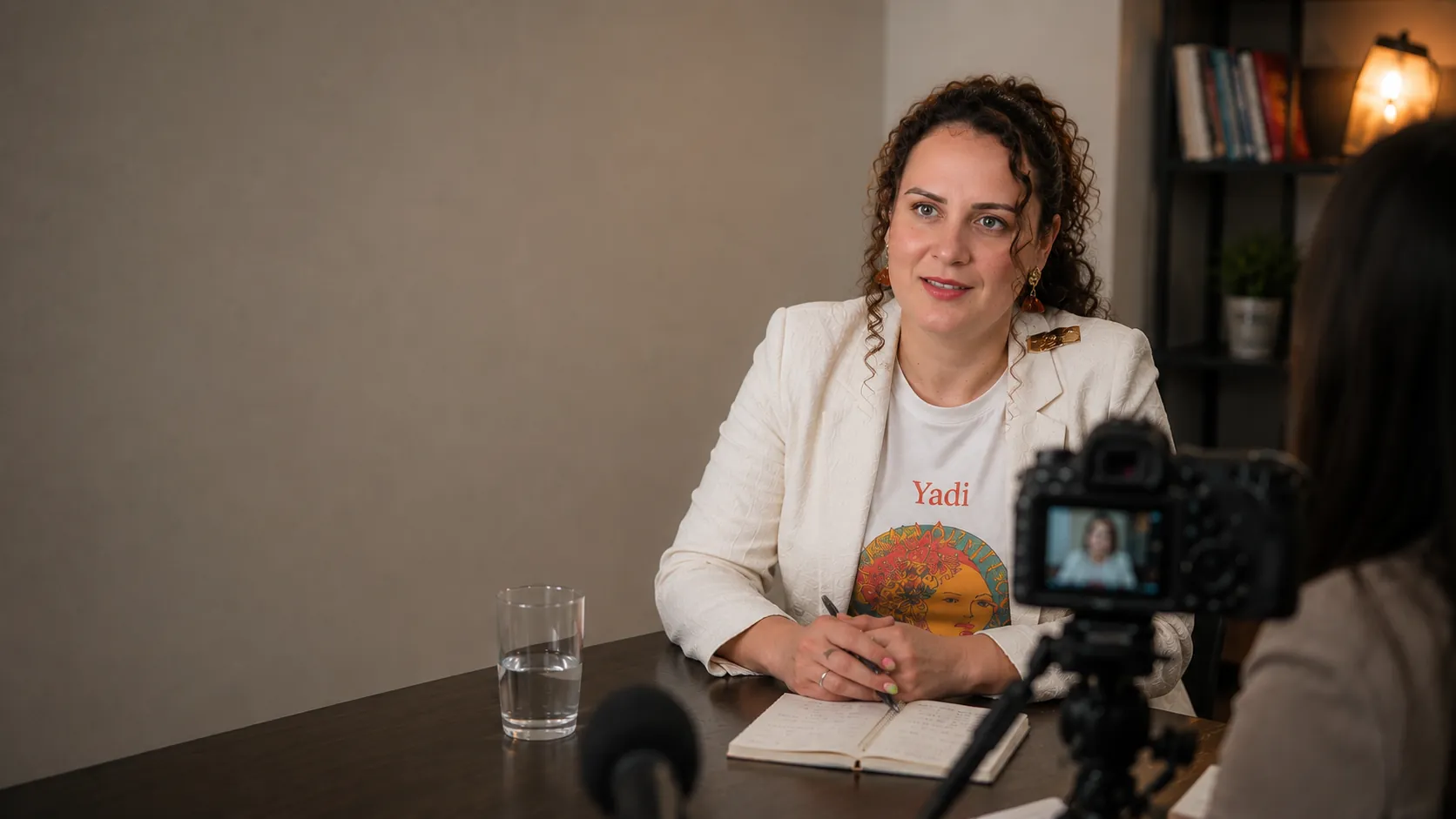 Yadi durante una entrevista frente a la cámara