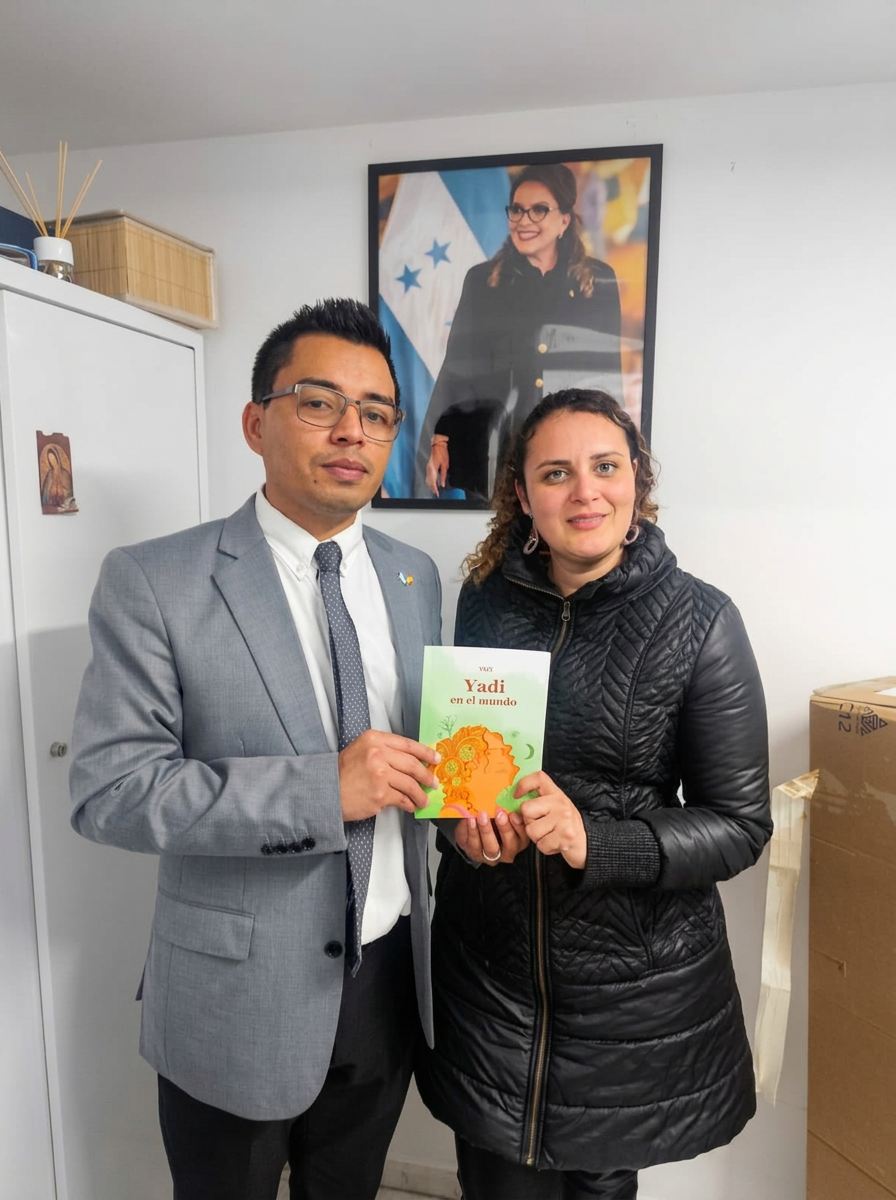 Entrega del libro en el consulado de Honduras