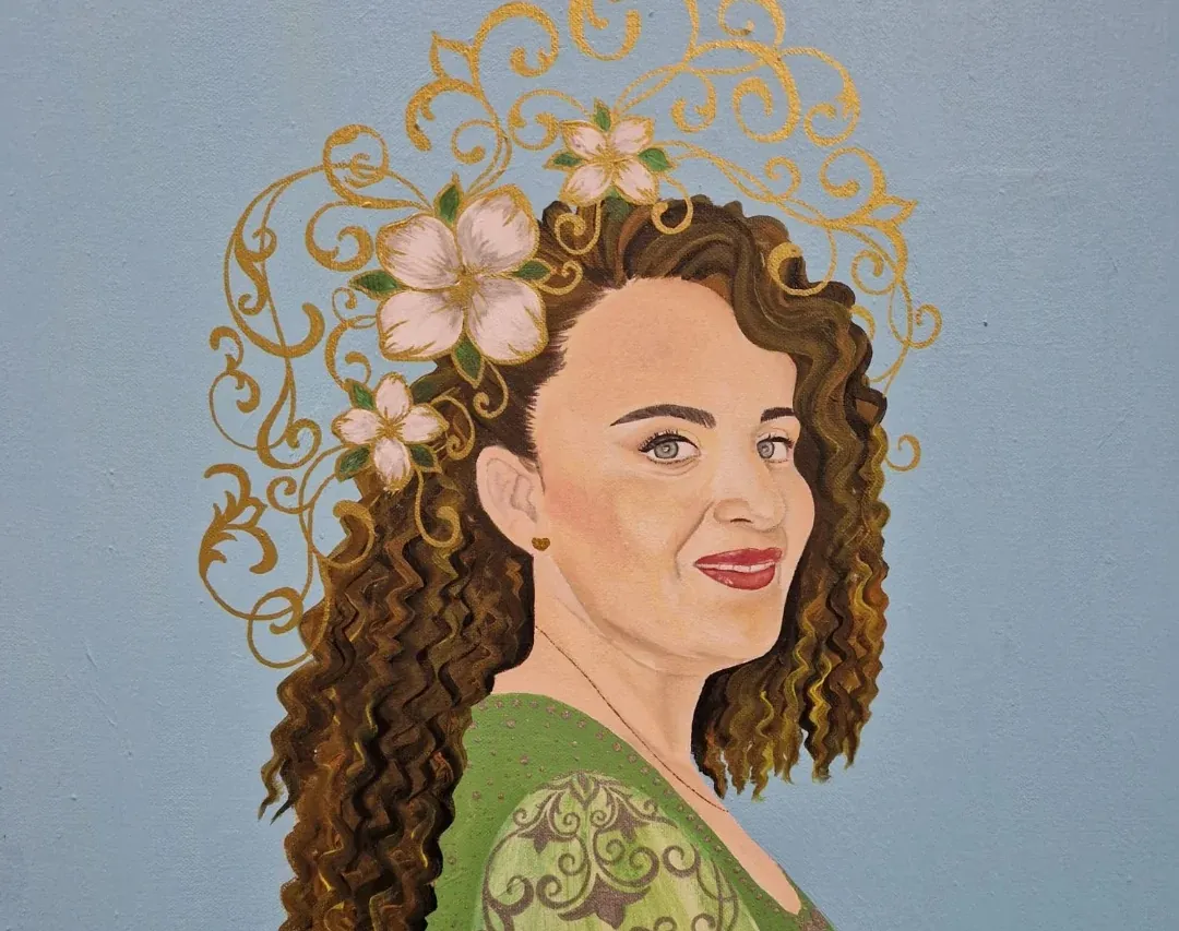 Retrato pintado de Yadi, técnica mixta óleo y acrílico sobre lienzo, por David S.S.D 2026