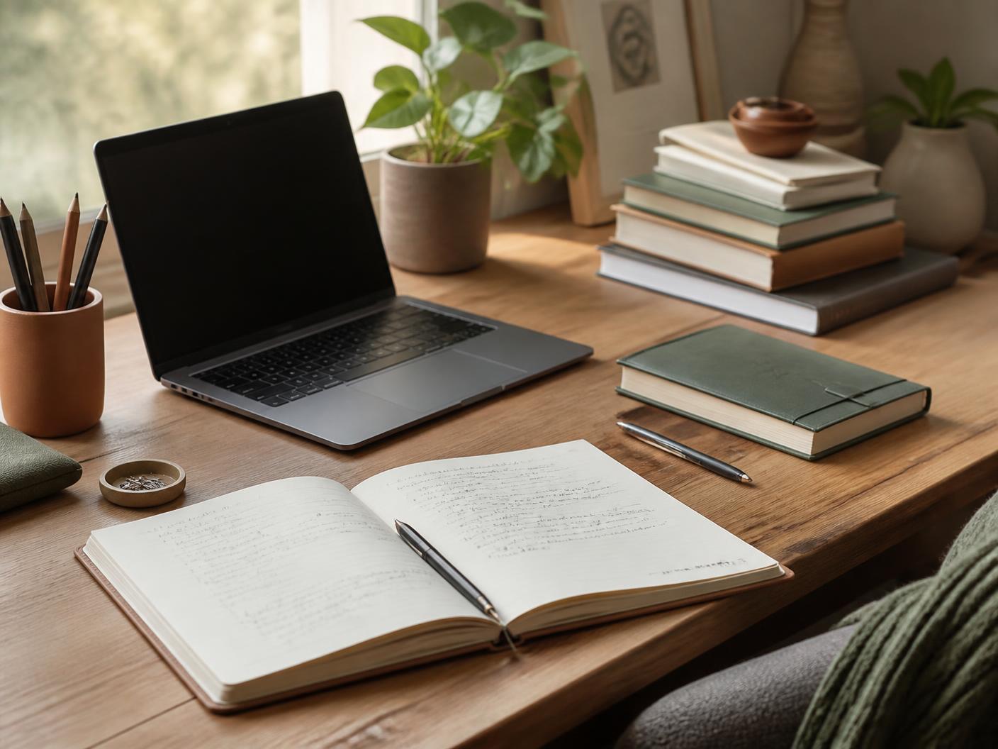 Persona preparando su búsqueda de empleo con un ordenador portátil, currículum y cuaderno